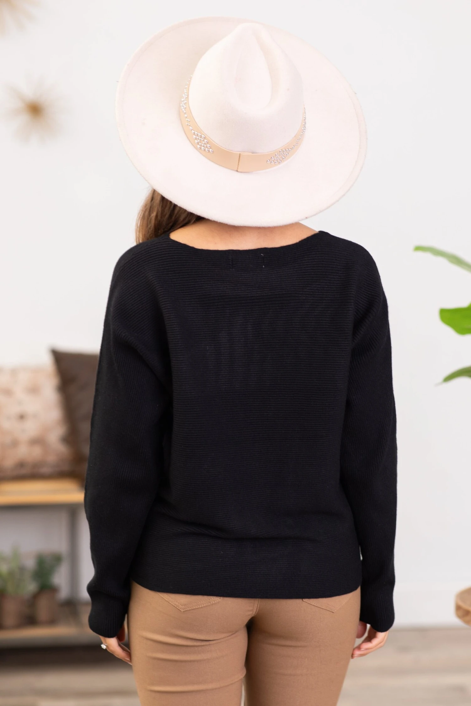 Be Cool Black Horizontal Ribbed Sweater - Image 4
