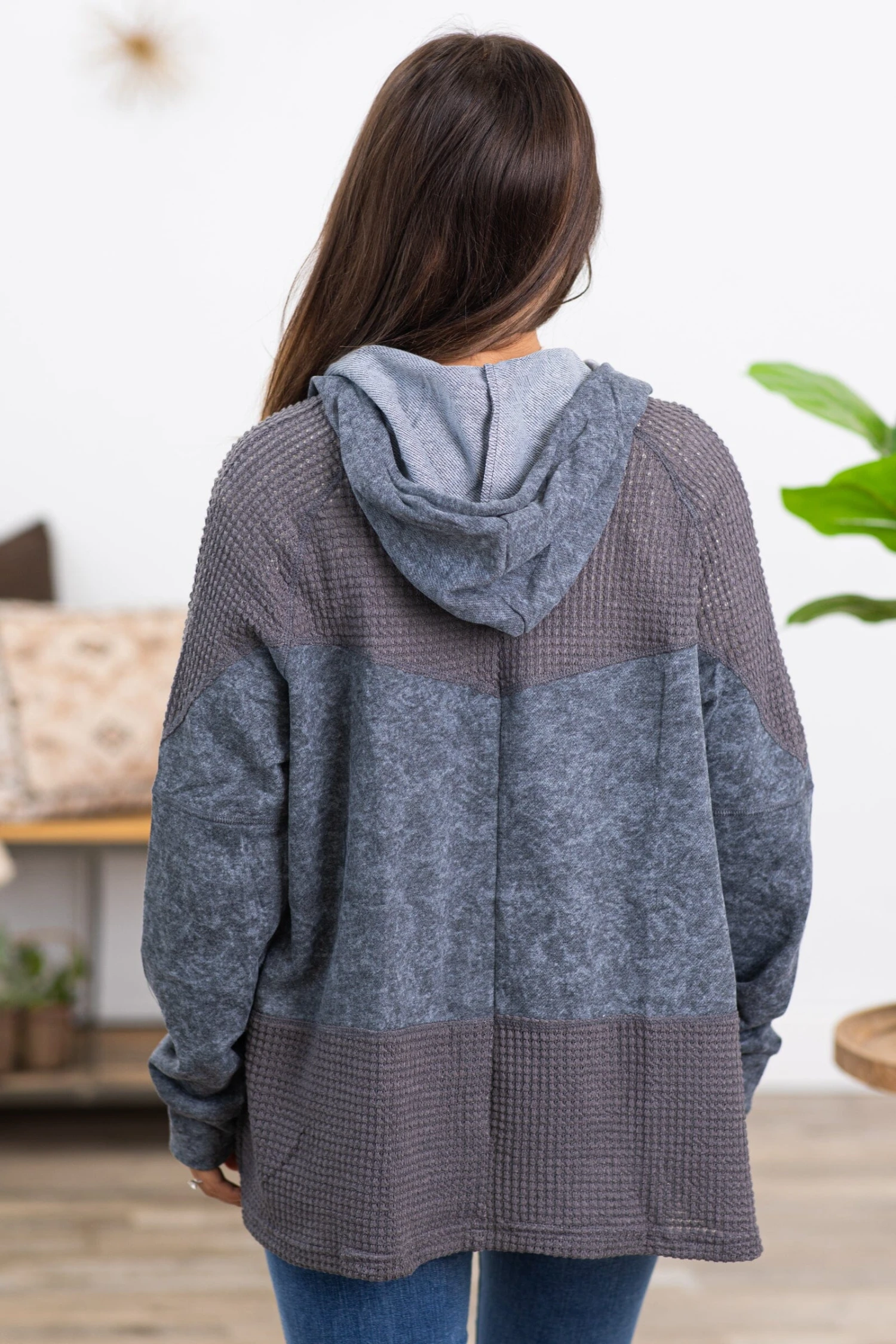 Graphite Washed Colorblock Full Zip Hoodie - Image 4