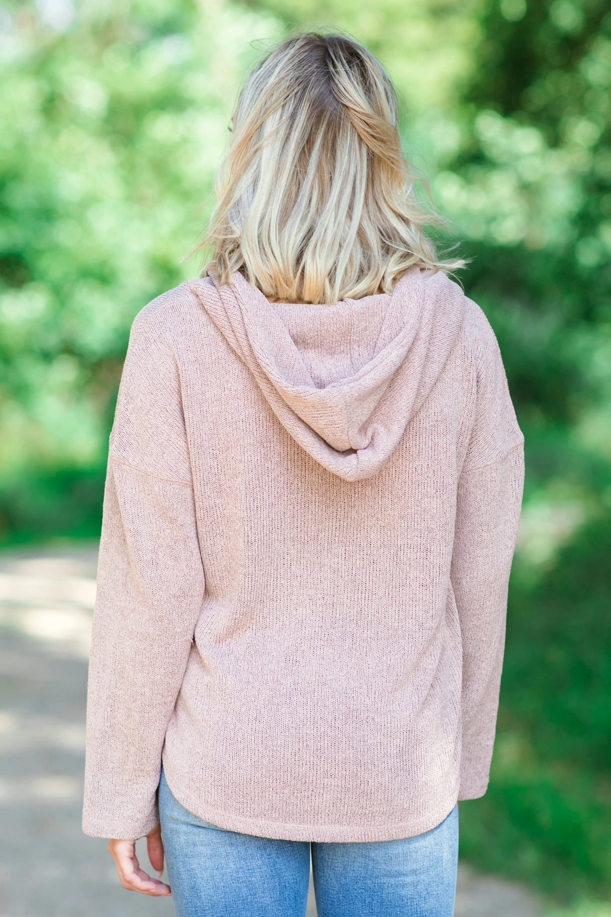 Blush V-Neck Hooded Top - Image 3