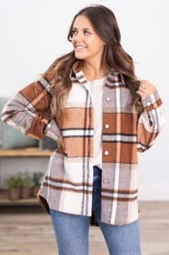 Camel And Cream Plaid Shacket