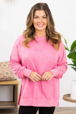 Pink Washed Drop Shoulder Sweatshirt