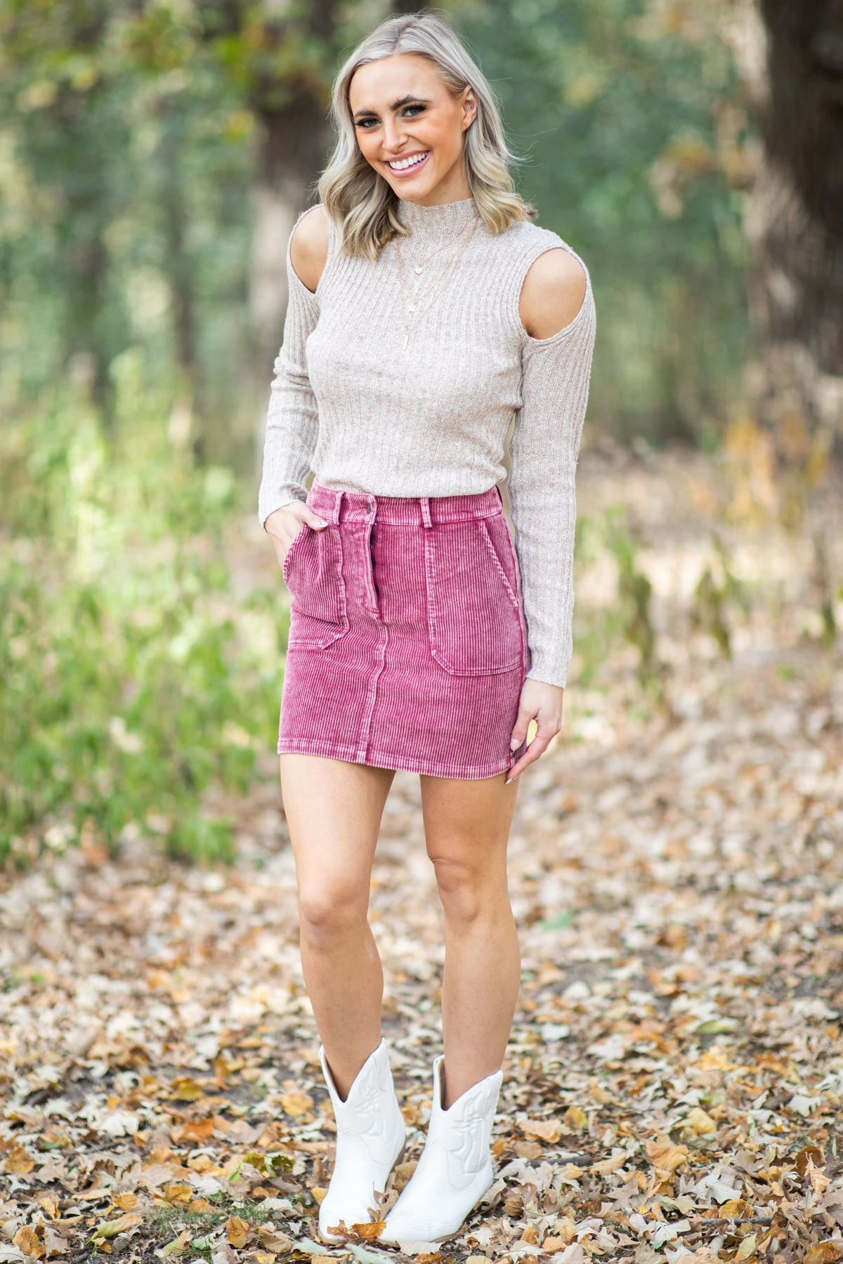 Oatmeal Lightweight Sweater With Cutouts - Image 3