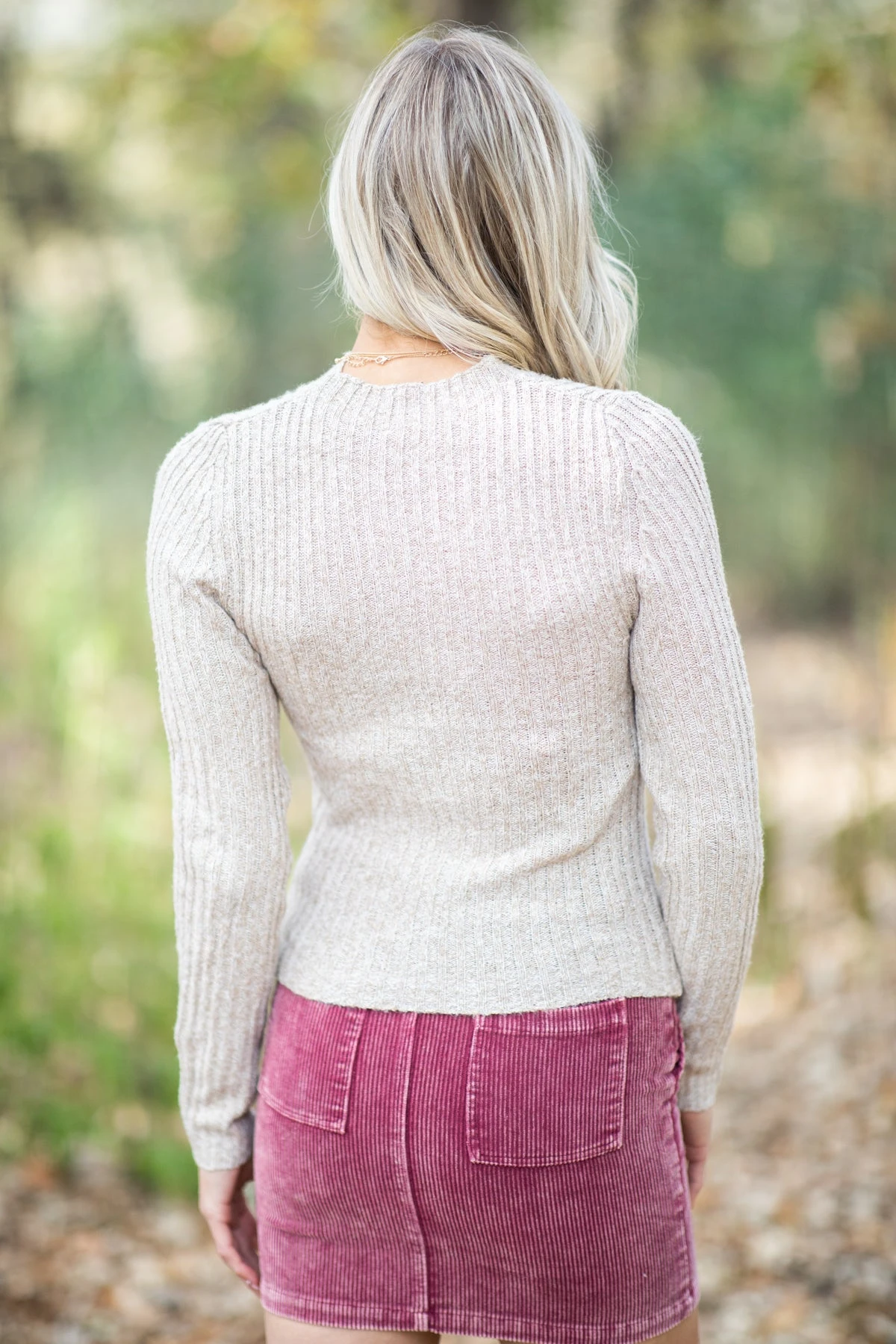 Oatmeal Lightweight Sweater With Cutouts - Image 4