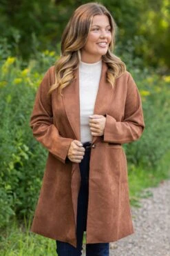 Light Chestnut Faux Suede Jacket