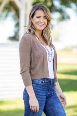 Mocha Pointelle Cardigan