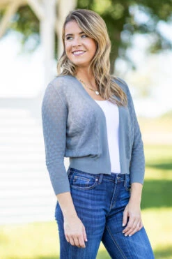 Grey Pointelle Cardigan