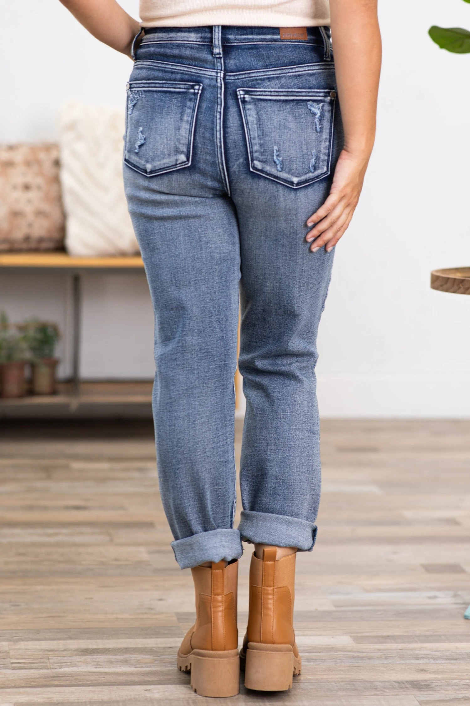 Judy Blue Mid Rise Distressed Boyfriend Jeans - Image 5