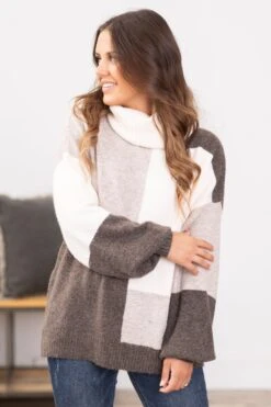 STACCATO Brown And Mocha Cowl Neck Sweater