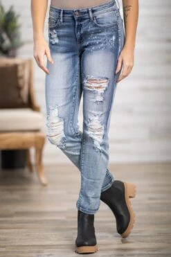 Judy Blue Bleached Distressed Boyfriend Jeans