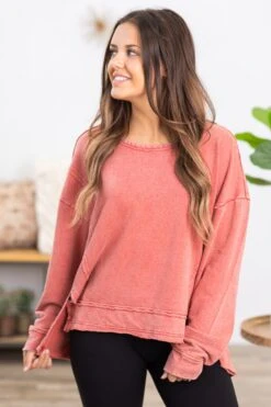 Wine Mineral Washed Sweatshirt