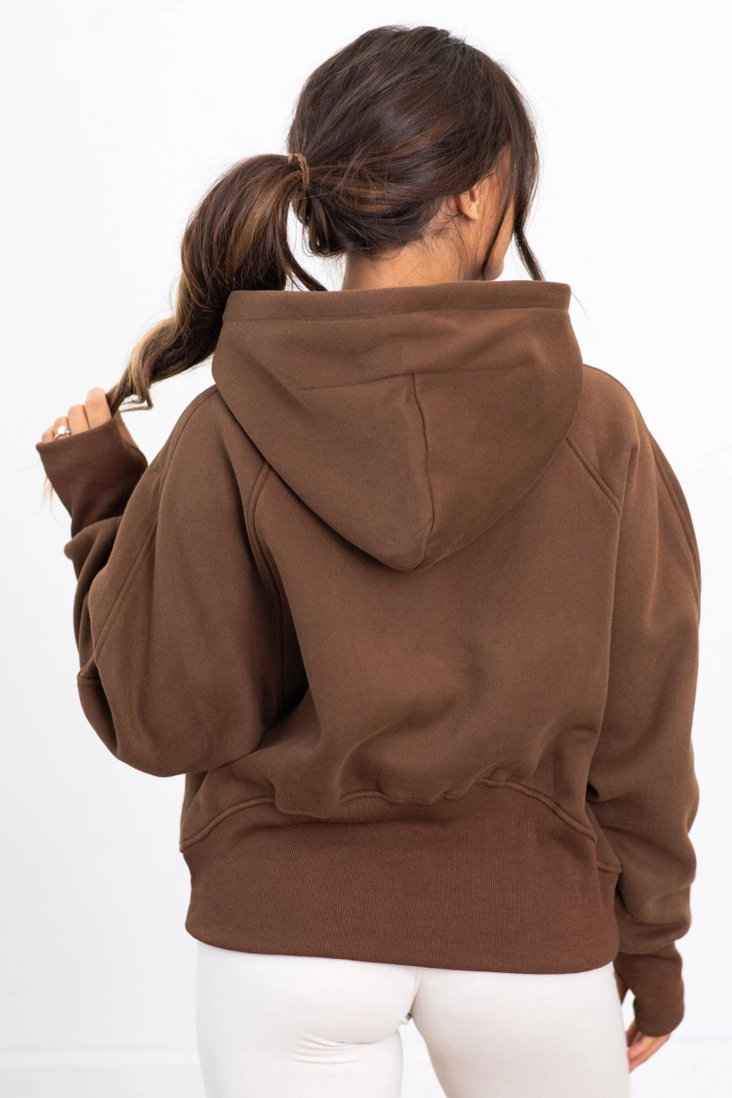 Brown 1/2 Zip Fleece Hoodie Dupe - Image 5