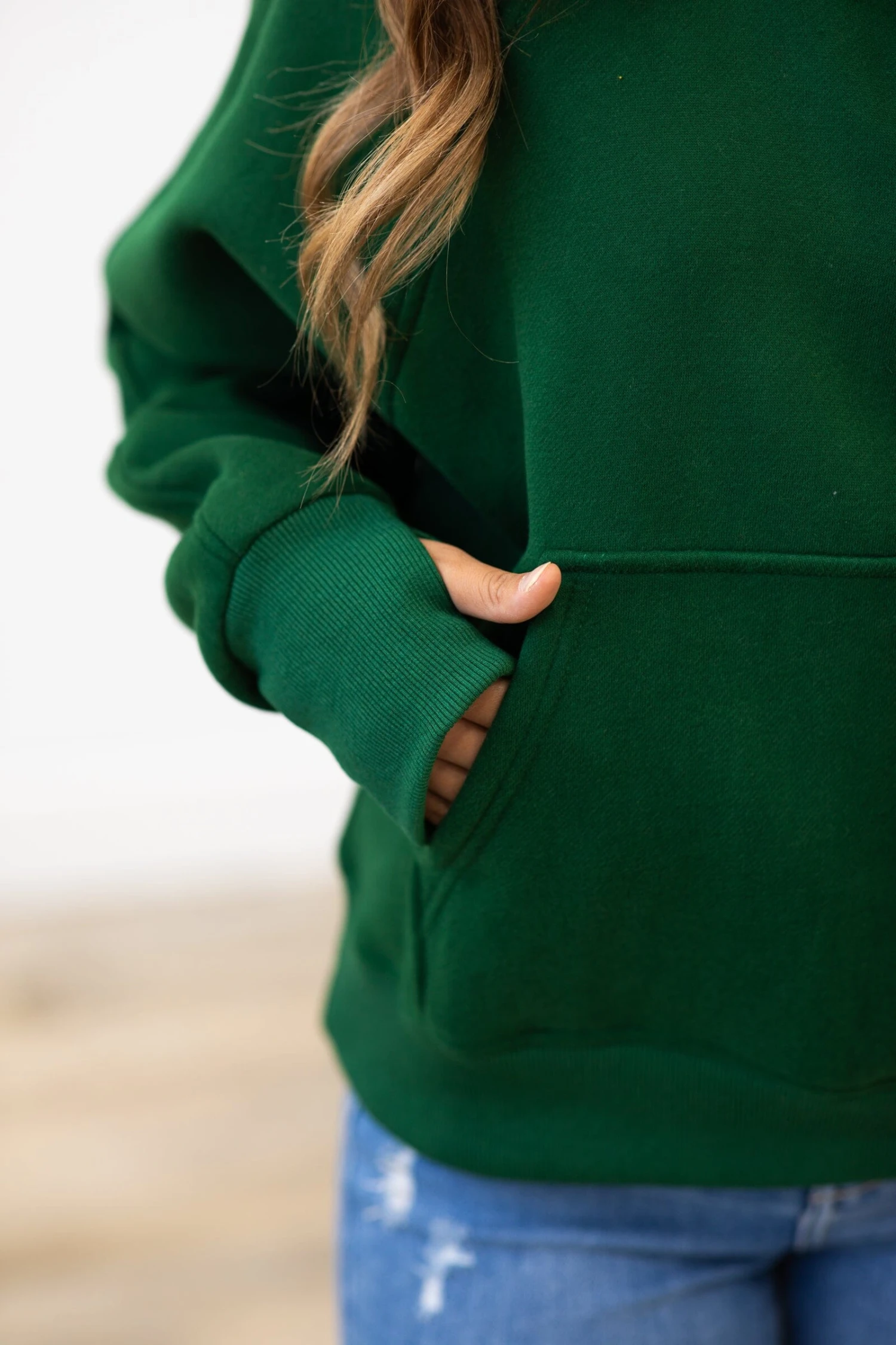 Hunter Green 1/2 Zip Fleece Hoodie Dupe - Image 4