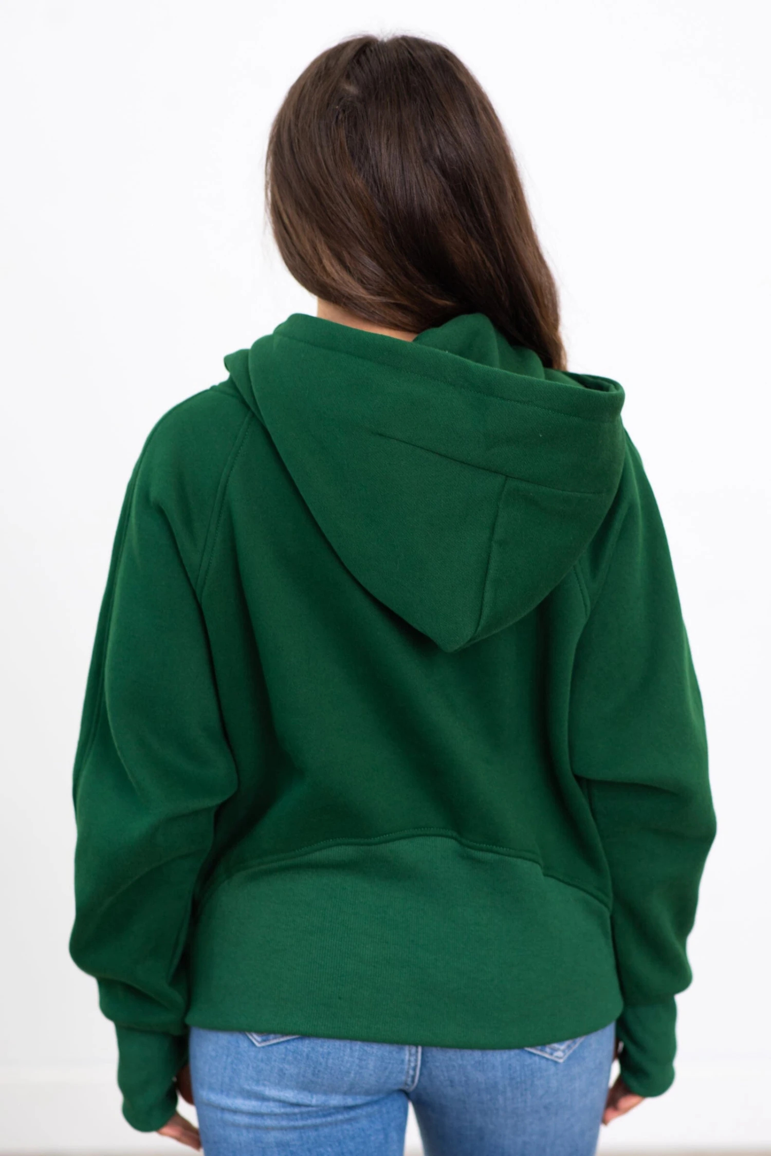 Hunter Green 1/2 Zip Fleece Hoodie Dupe - Image 5