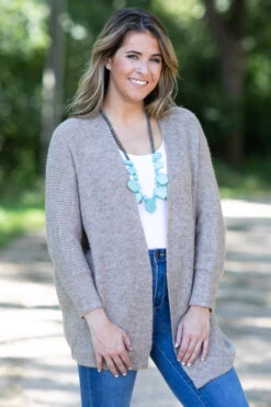 Be Cool Tan Melange Dolman Sleeve Cardigan