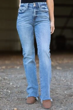 Judy Blue Medium Wash Fray Hem Jeans