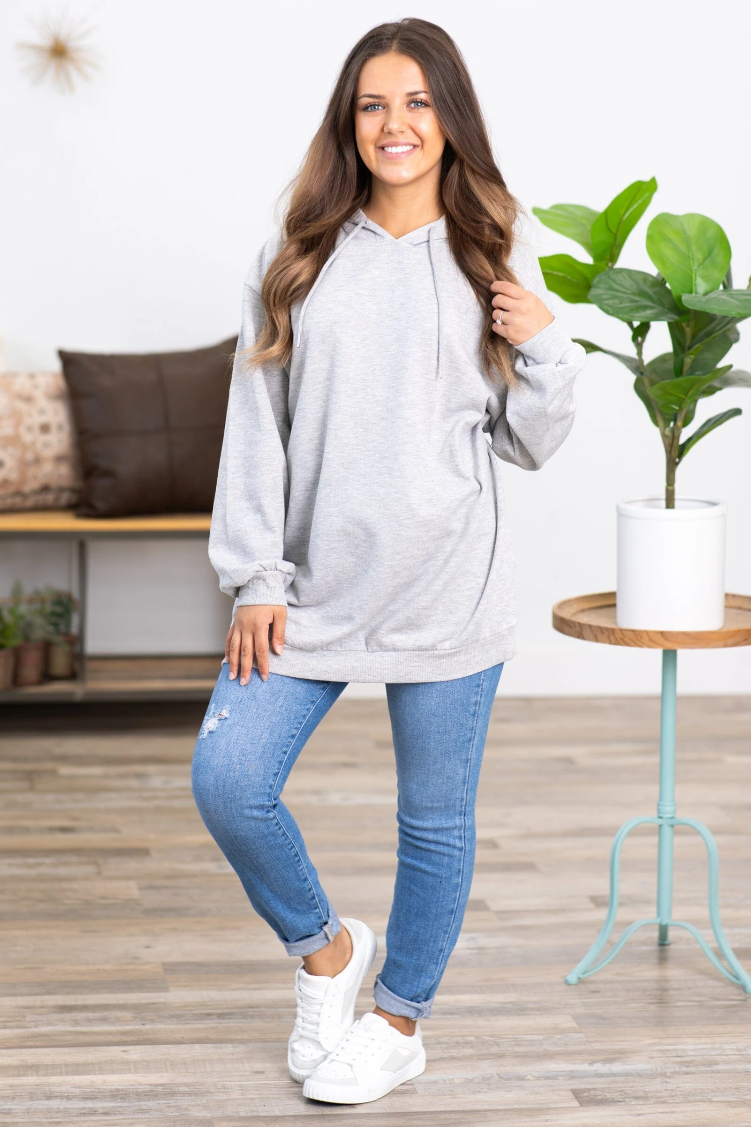 Heather Grey Basic Hoodie - Image 2
