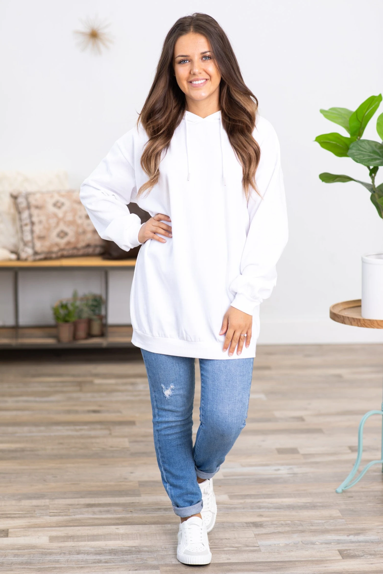 White Basic Hoodie - Image 2