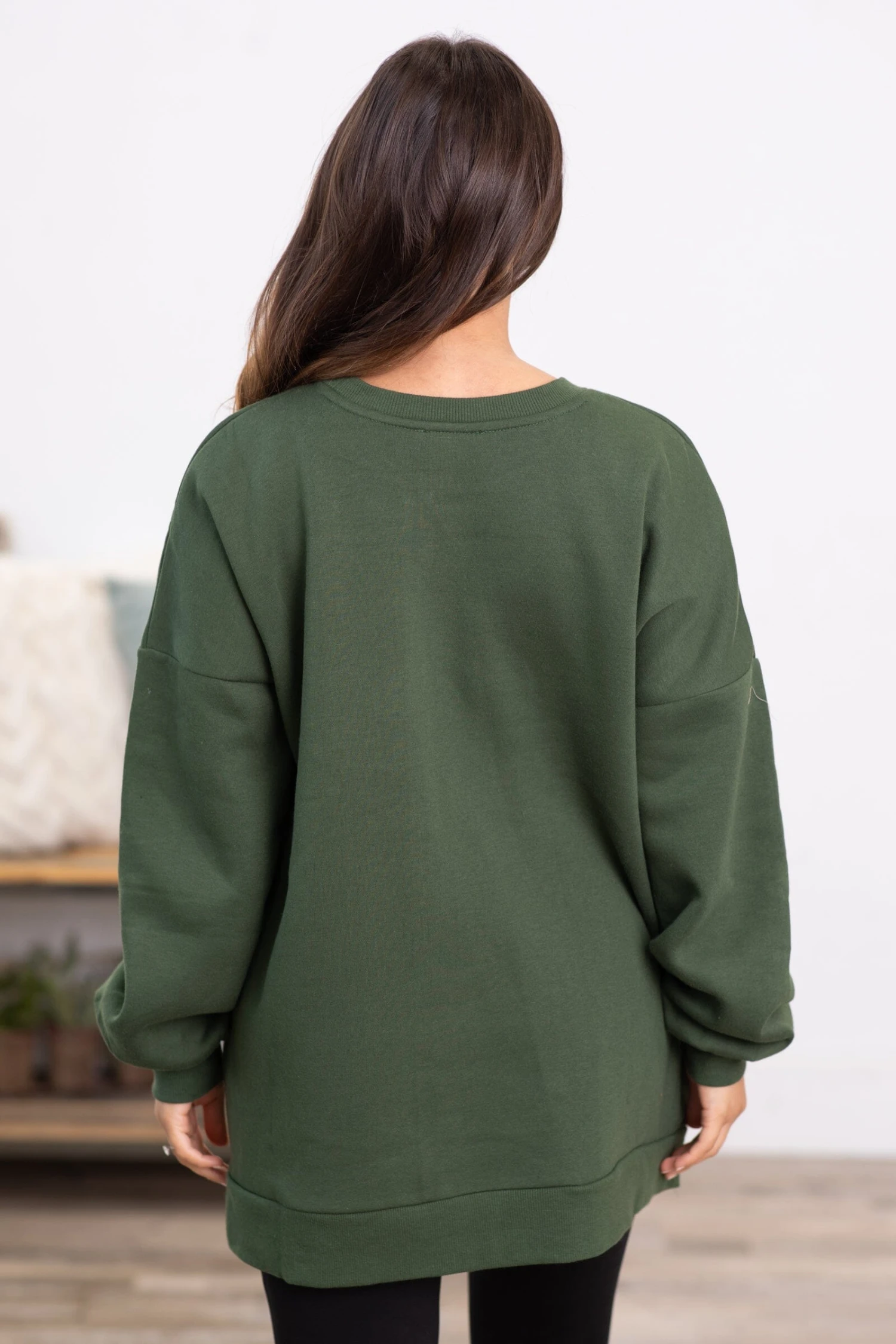 Olive Hi Low Hem Sweatshirt - Image 4
