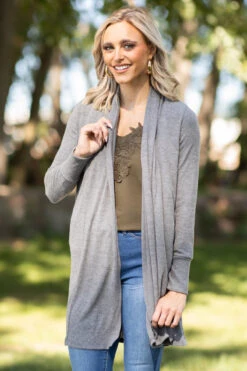 Grey Shawl Collar Cardigan