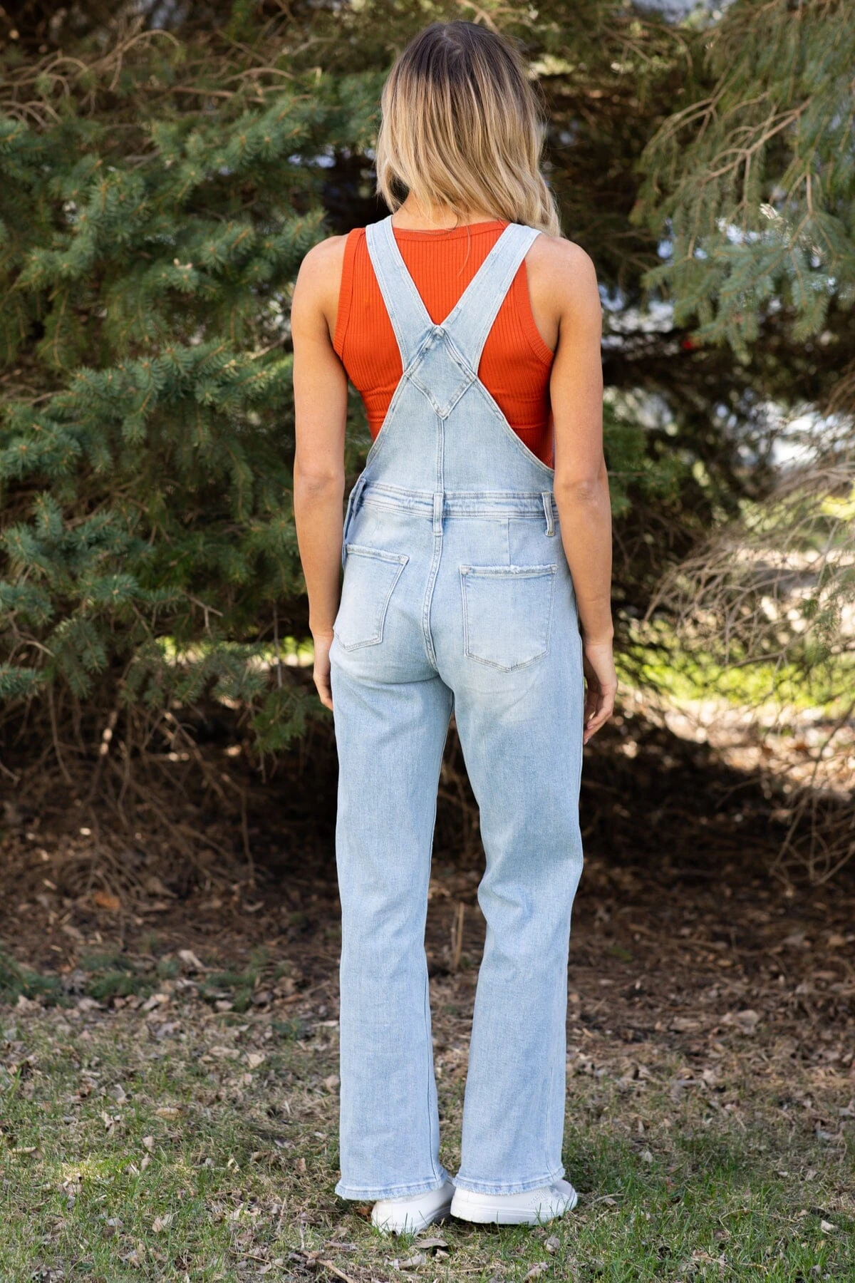 Risen Light Wash Wide Leg Overalls - Image 4