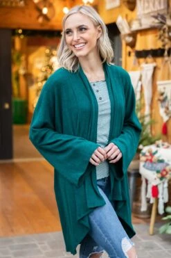 Emerald Green Drop Shoulder Cardigan