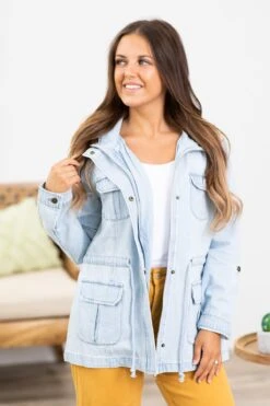 Risen Light Wash Denim Anorak Jacket