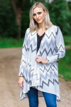 Vision Grey Multicolor Chevron Cardigan