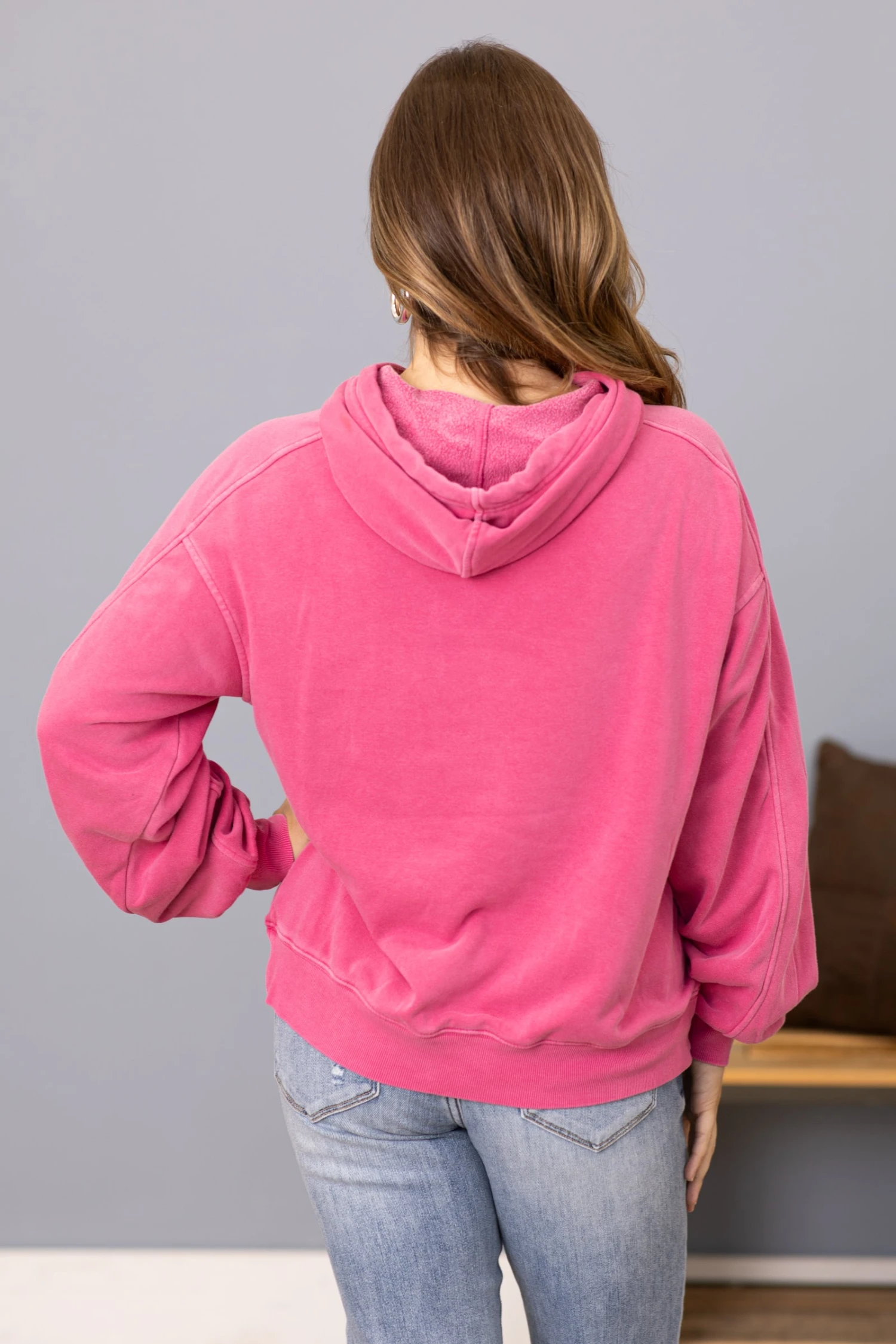 Pink Washed Hooded Sweatshirt - Image 4