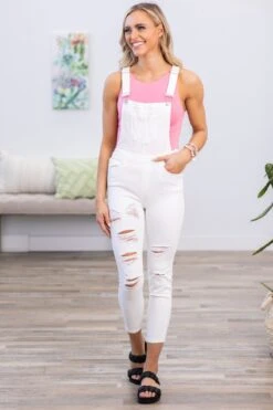 White Denim Overalls