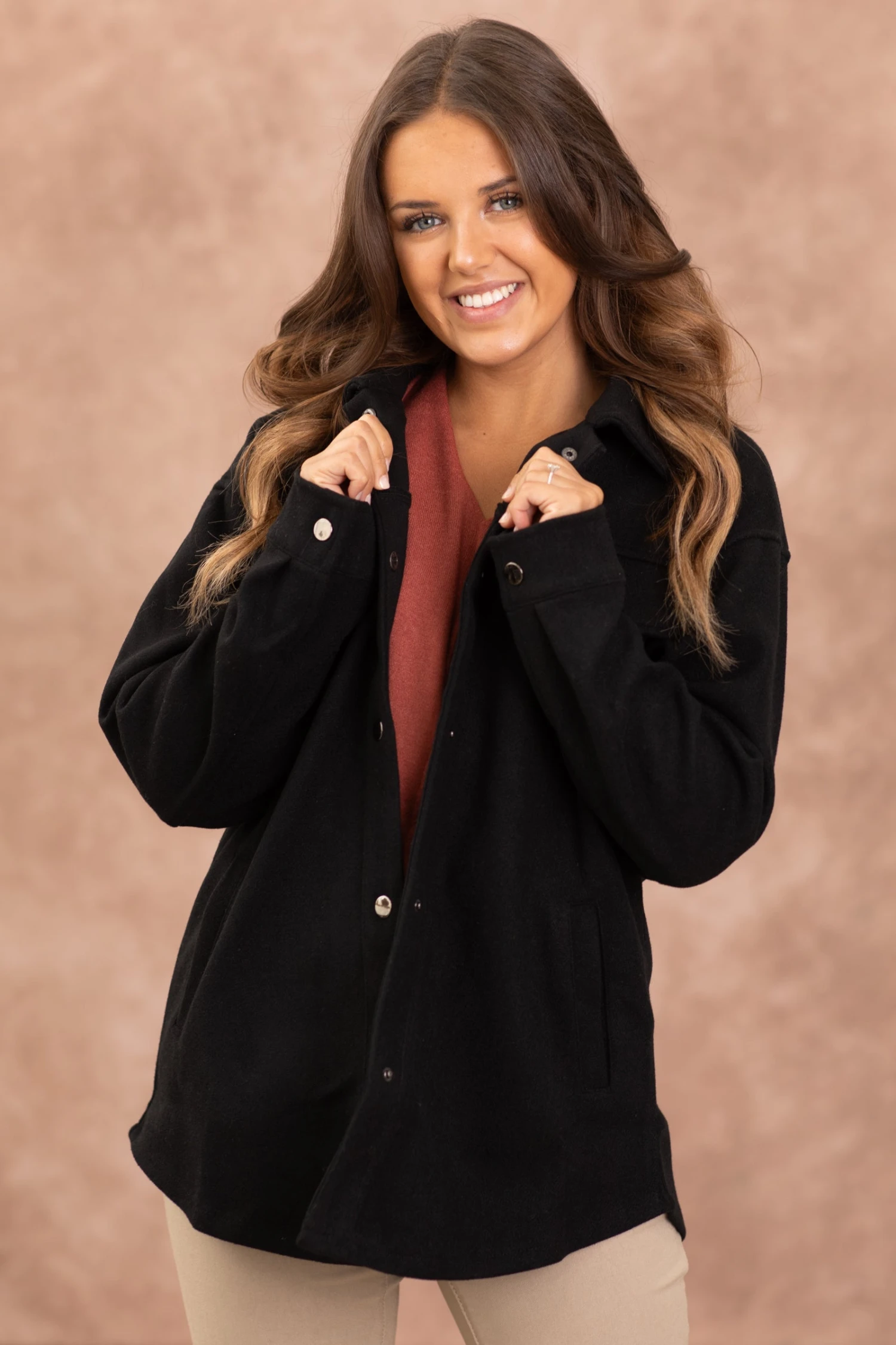 Black Felt Shacket - Image 2