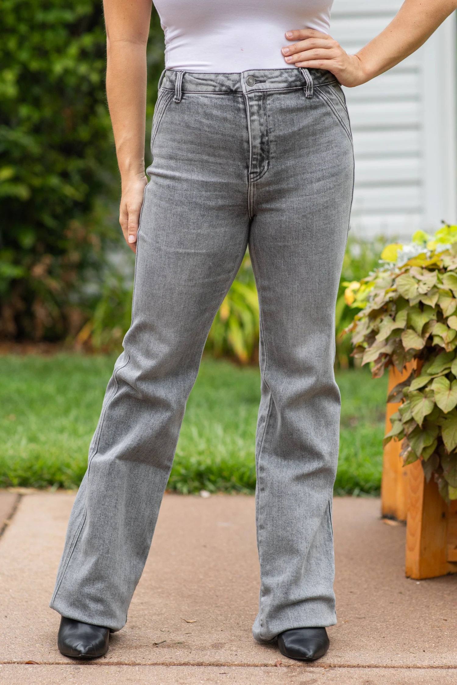 KanCan Grey High Rise Flare Jeans - Image 3