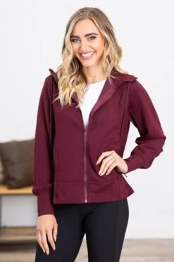 Dark Berry Ponte Super Soft Hooded Jacket