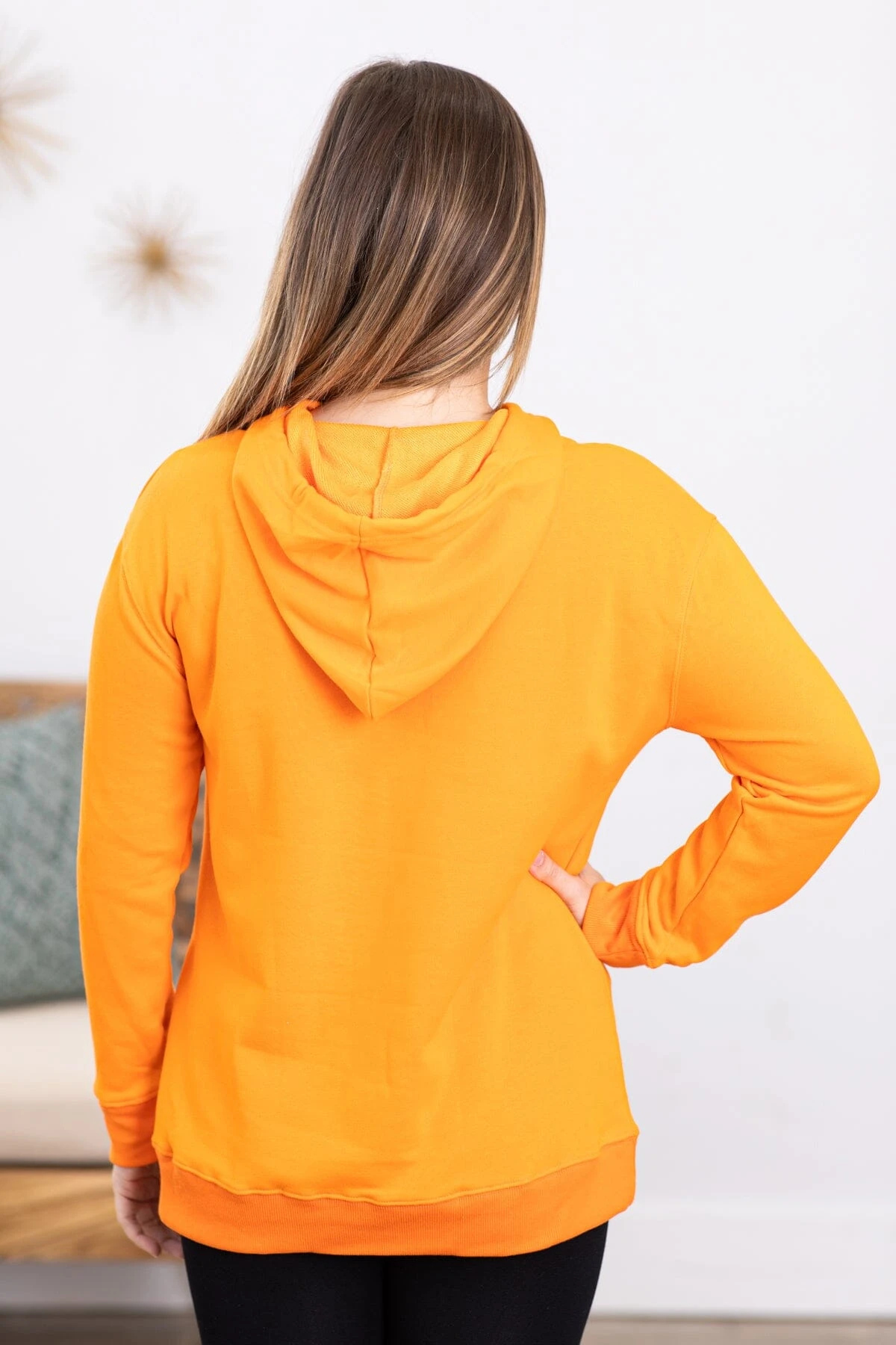 Orange Hooded Sweatshirt With Kangaroo Pocket - Image 4