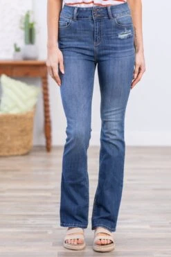 Cello Two Button High Rise Bootcut Jeans