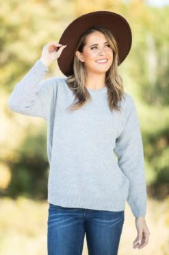 Grey Drop Shoulder Sweater