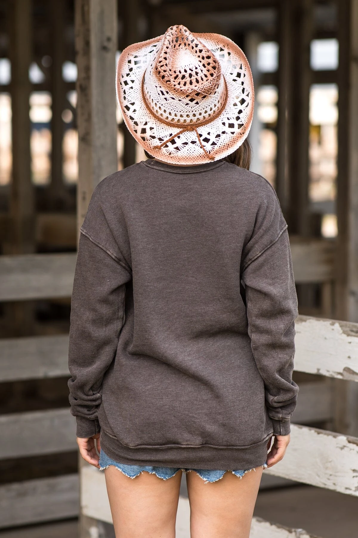Brown Mineral Wash Aztec Print Sweatshirt - Image 6