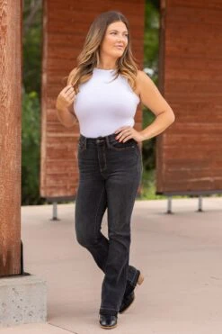 Judy Blue Black Release Hem Bootcut Jeans