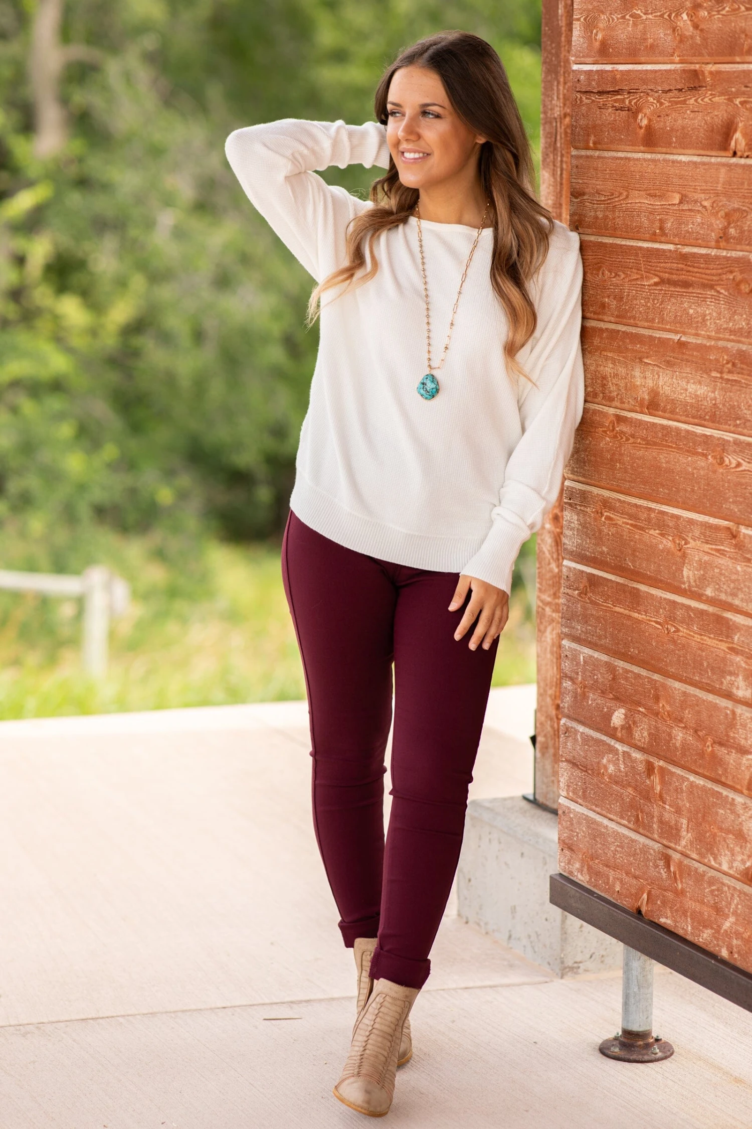 STACCATO Off White Dolman Sleeve Soft Waffle Knit Top - Image 3