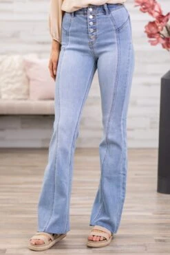 Cello High Rise Flare Jeans With Front Seam