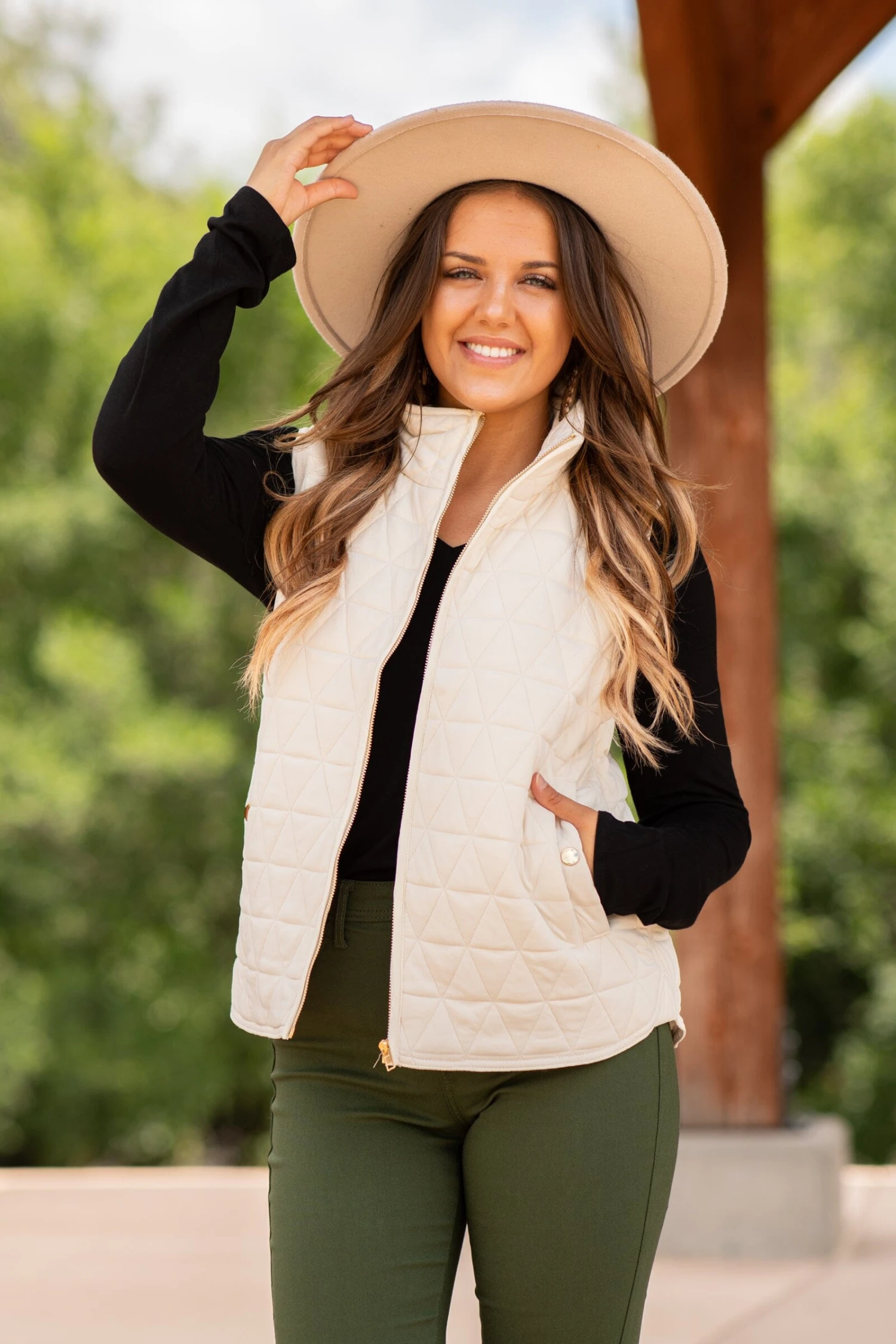 STACCATO Cream Quilted Vest - Image 2