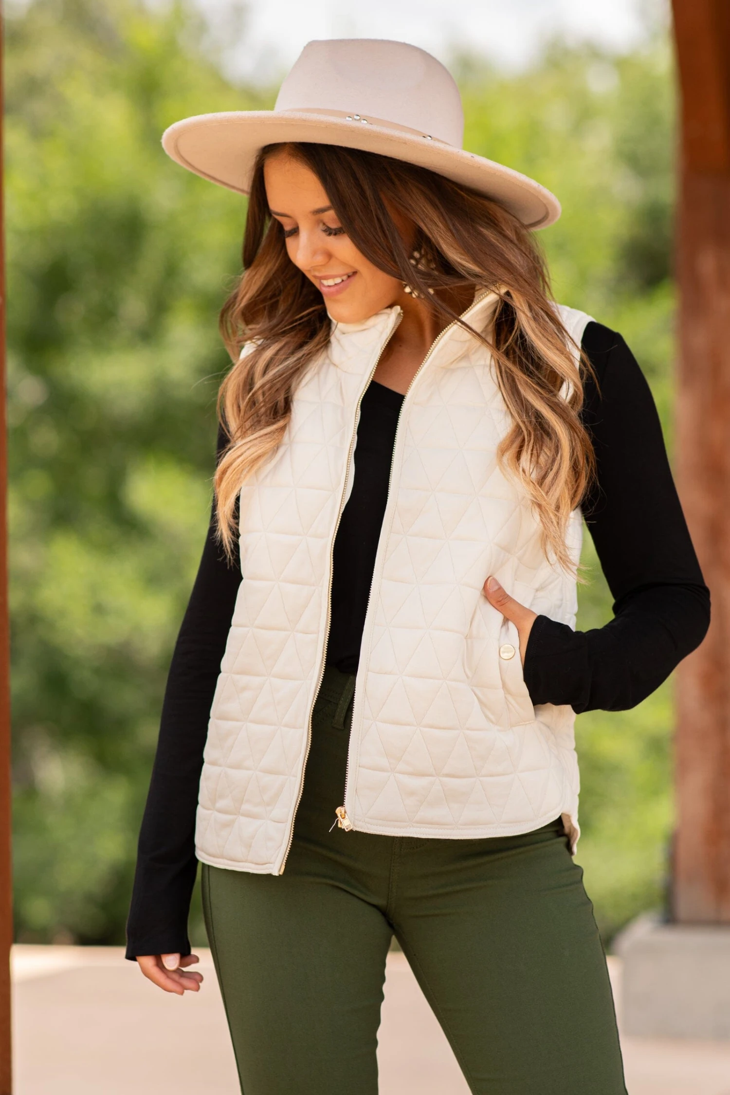 STACCATO Cream Quilted Vest