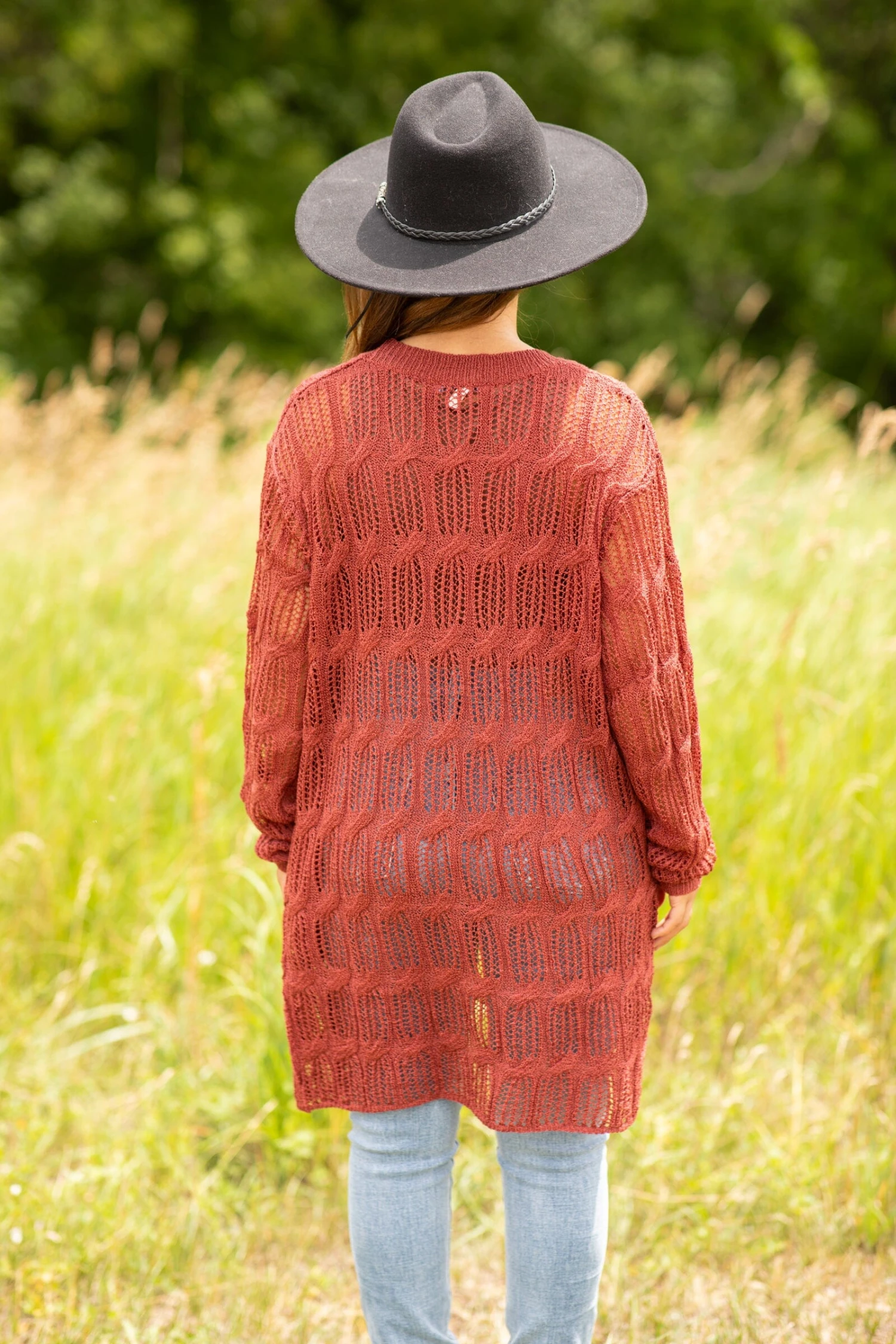 STACCATO Rust Pointelle Cardigan With Pockets - Image 4