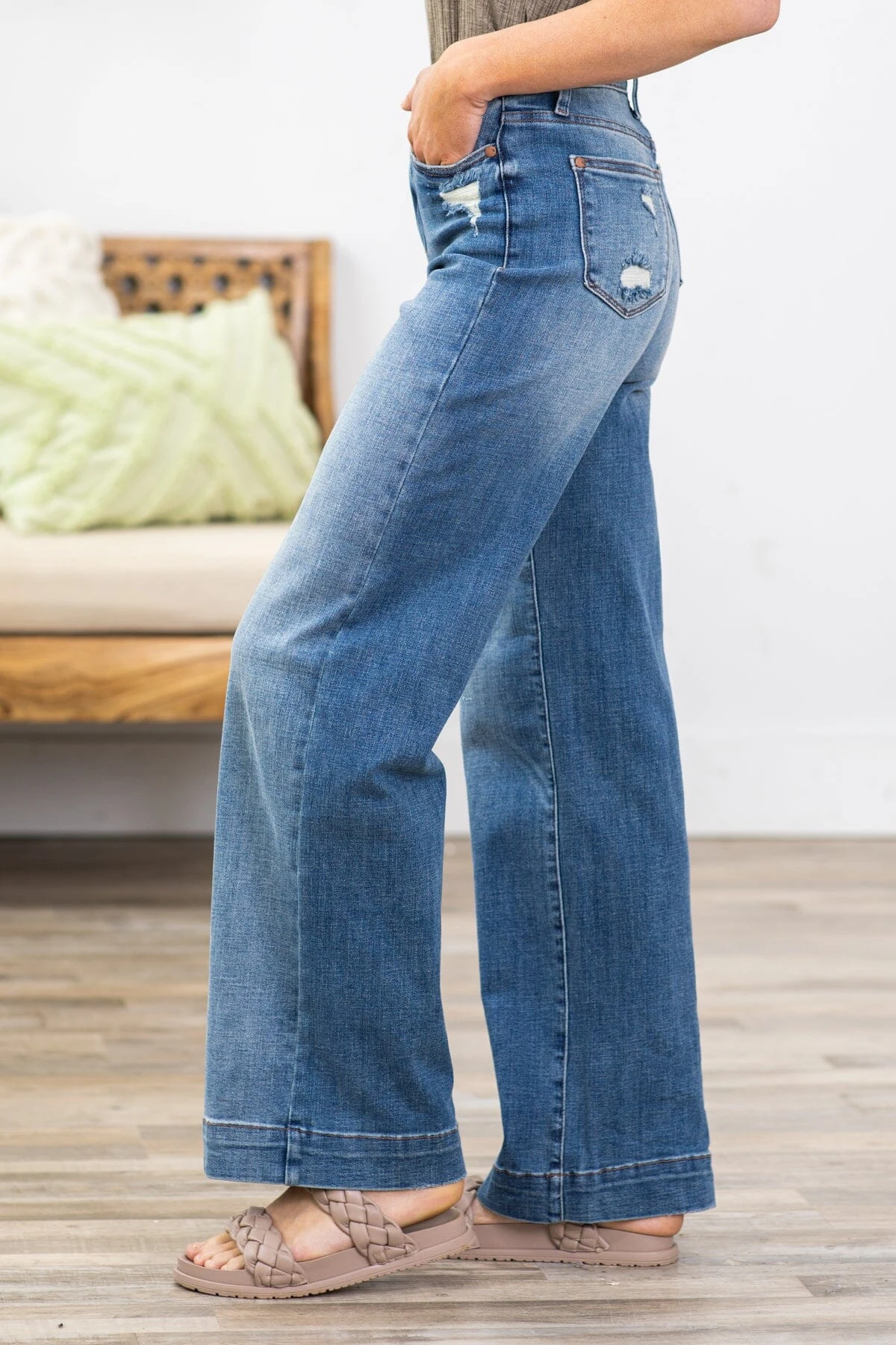 Judy Blue Lightly Distressed Trouser Jeans - Image 3