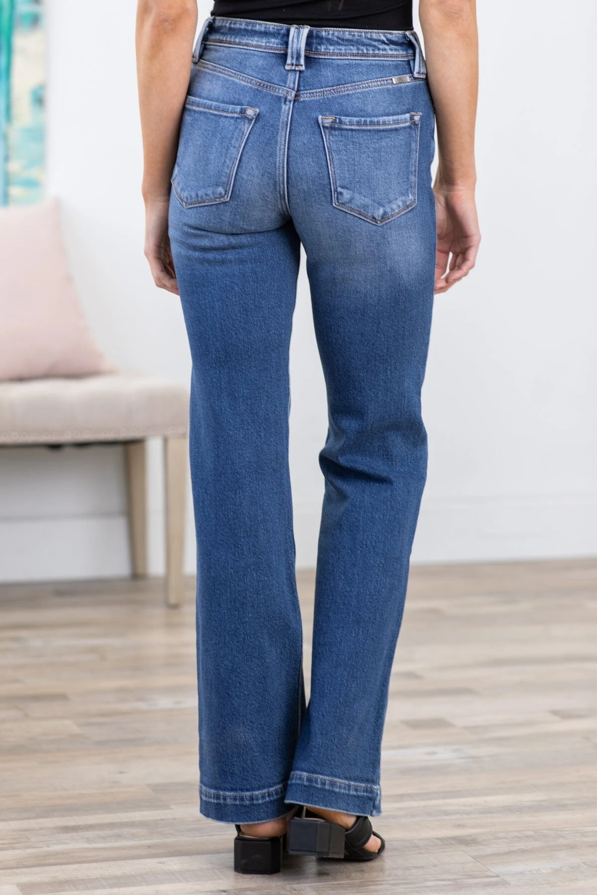 Kancan Medium Stone Washed Flare Jeans - Image 4