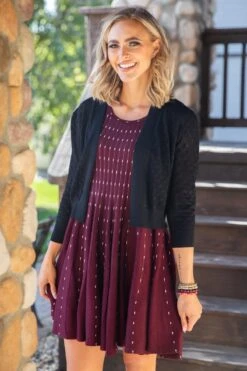 Black Pointelle Cardigan