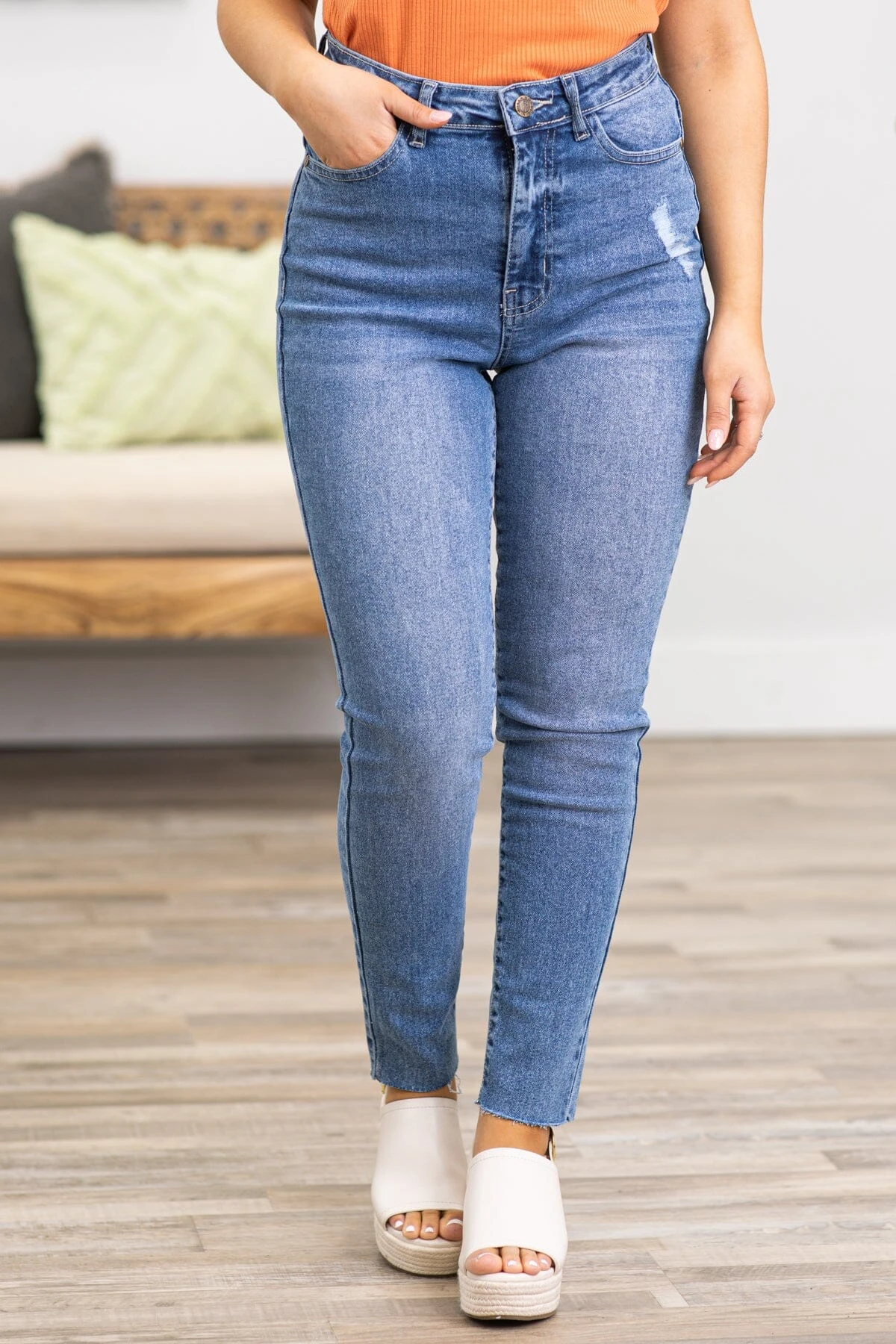 Itzianna Medium Wash Lightly Distressed Jeans - Image 2