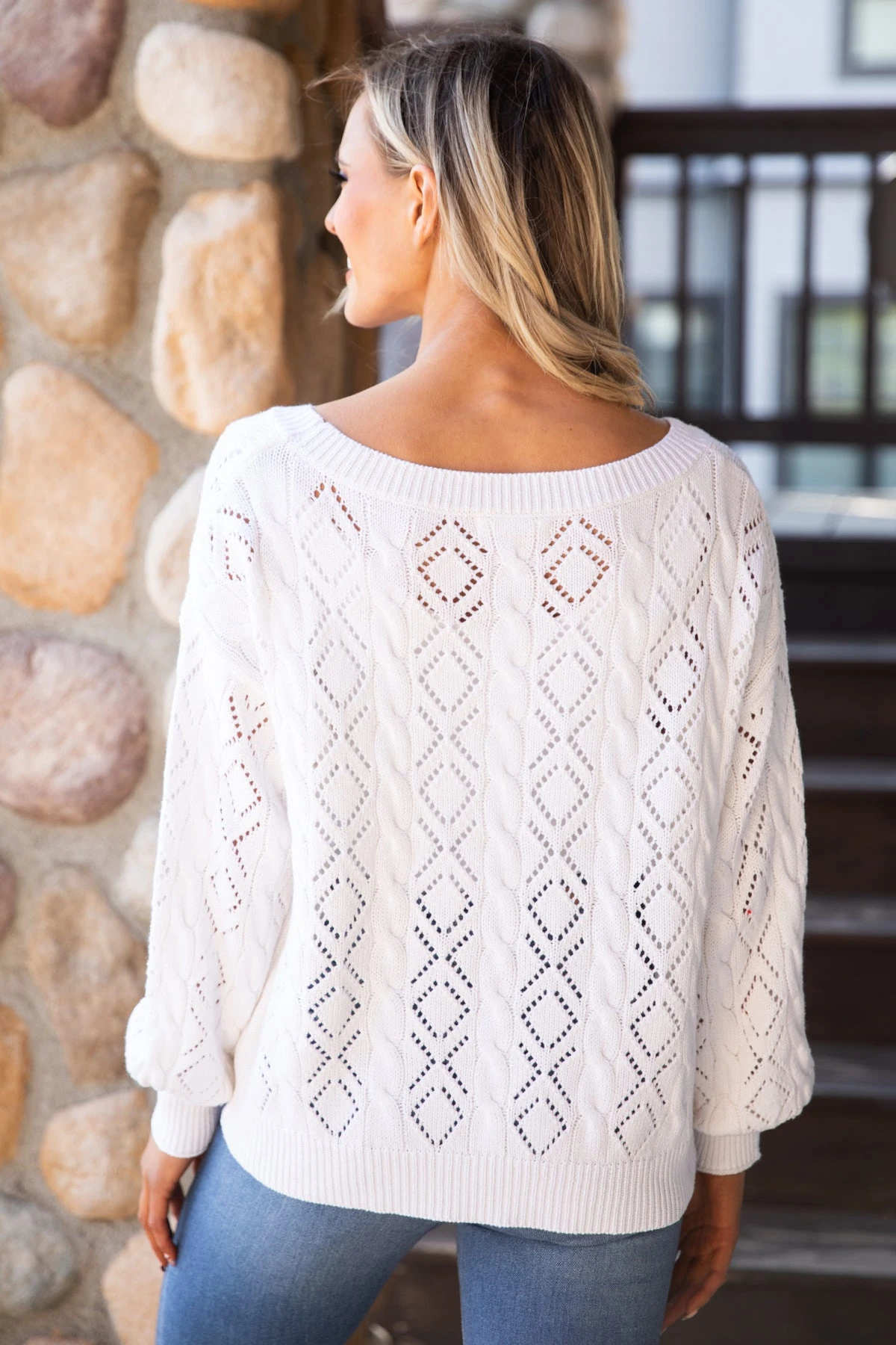 Ivory Pointelle Sweater - Image 5