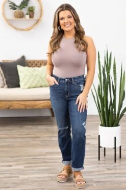 Judy Blue High Rise Cuffed Boyfriend Fit Jeans