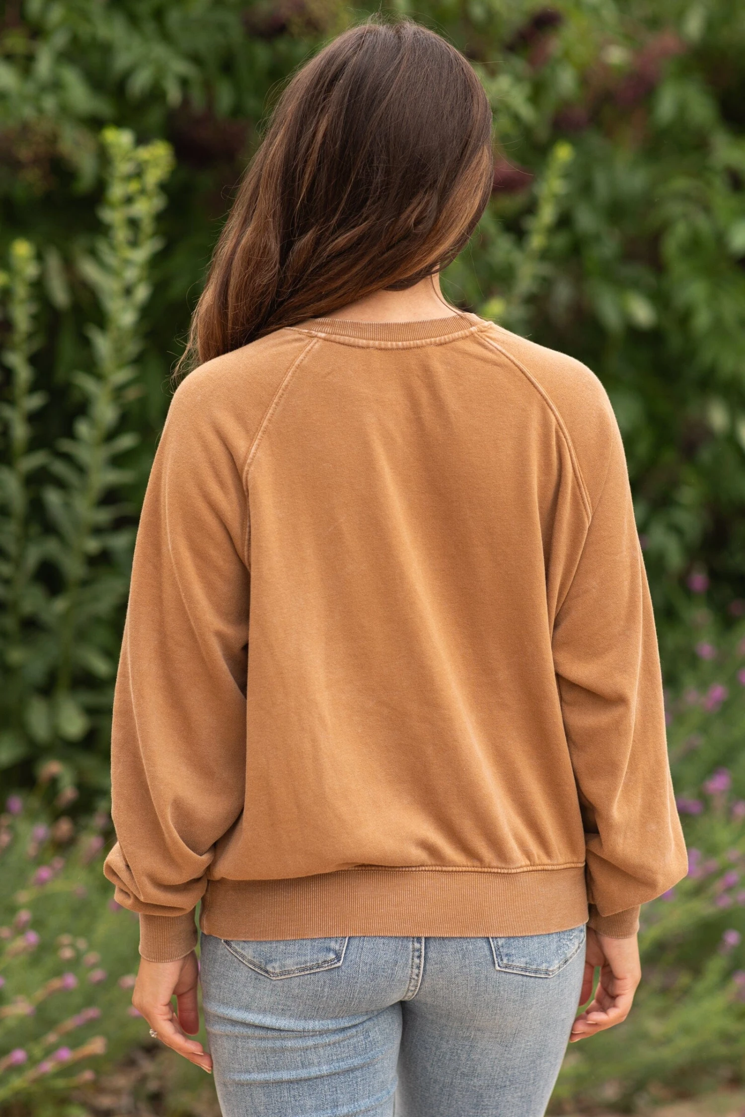 Cinnamon Washed Sweatshirt With Seam Detail - Image 5