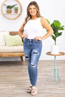 Judy Blue Navy Patch Distressed Jeans